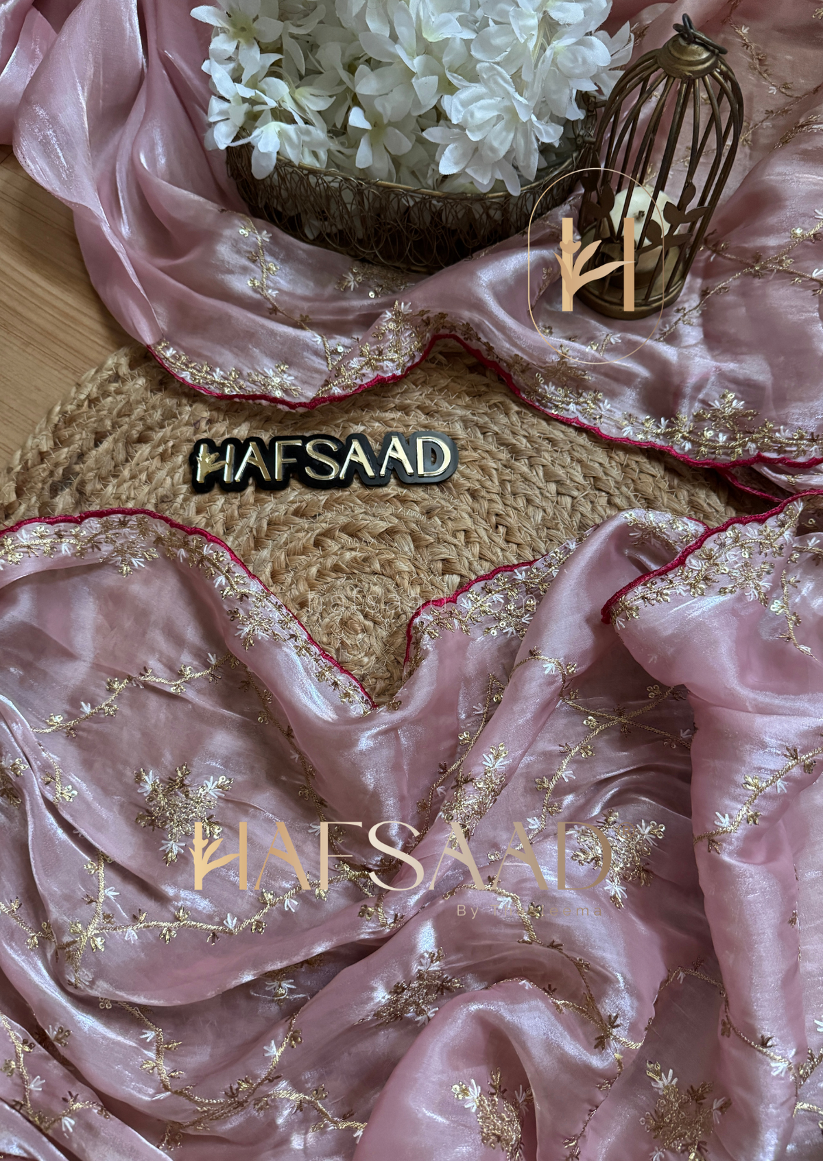 Gulabi- Satin organza saree(Pink)